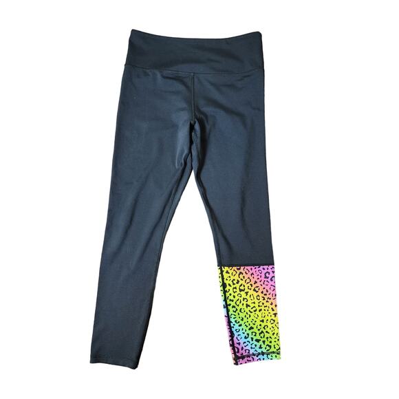 Zyia Active Light N TIght Leggings in Black & Rainbow Leopard Size 8-10 - Picture 1 of 7